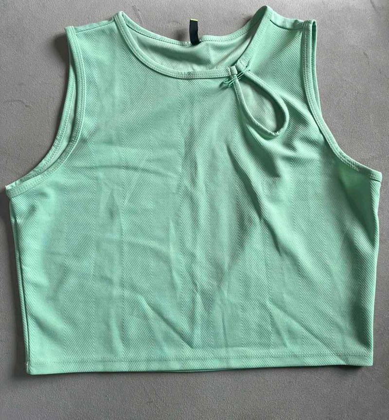 Mint Green Cut-Out Crop Top