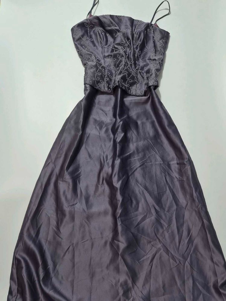Satin Embellished Evening Gown