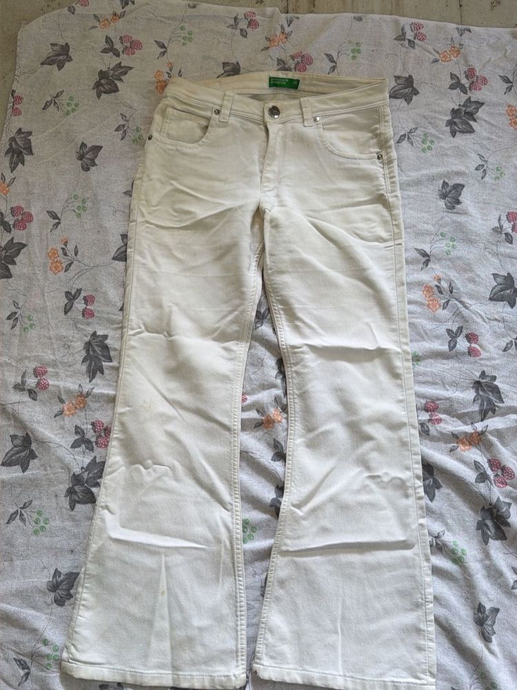 Cream Bell Bottom Jeans