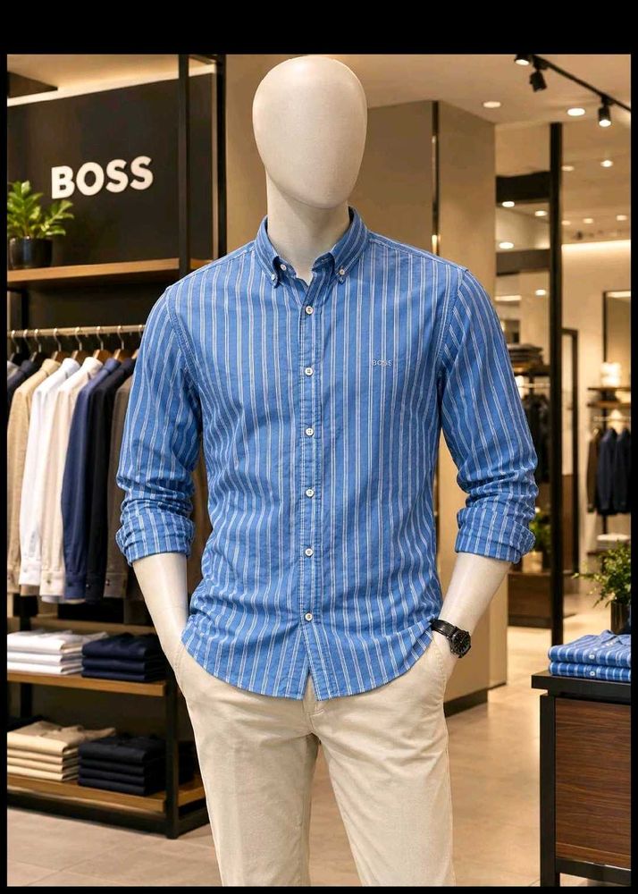 Blue Striped Button-Down Shirt