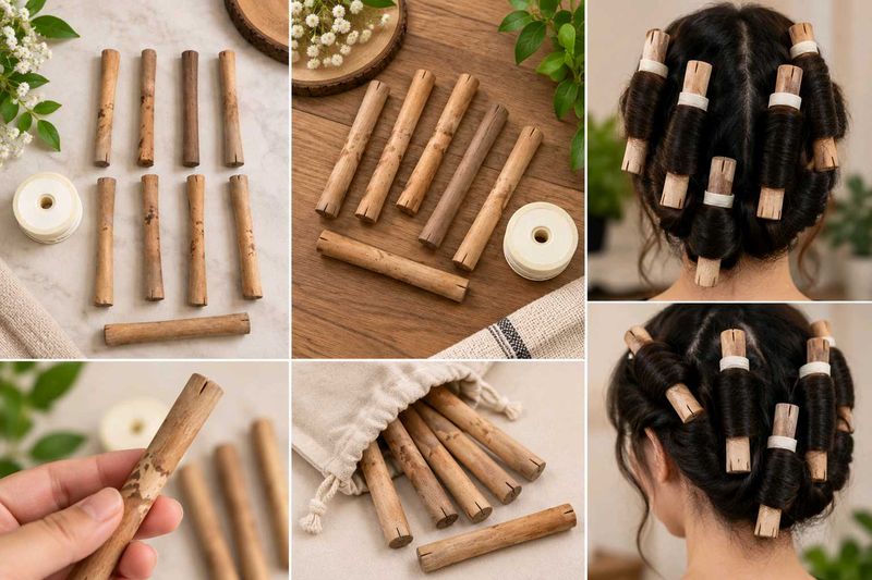 Vintage Wooden Hair Curlers Set