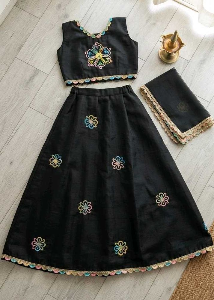 Elegant Black Lehenga Choli Set baby girl
