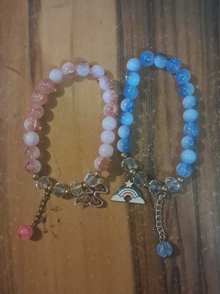 Cute Beaded Bracelets - Butterfly &amp; Rainbow Charms