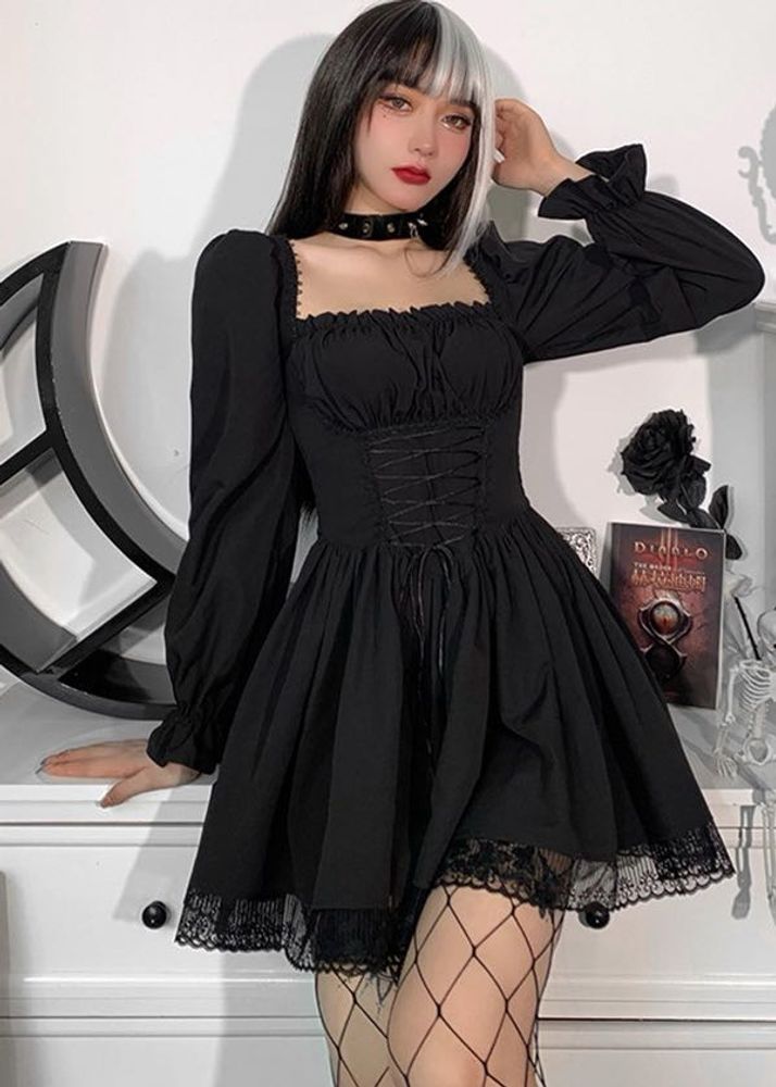 lolita goth lace dress