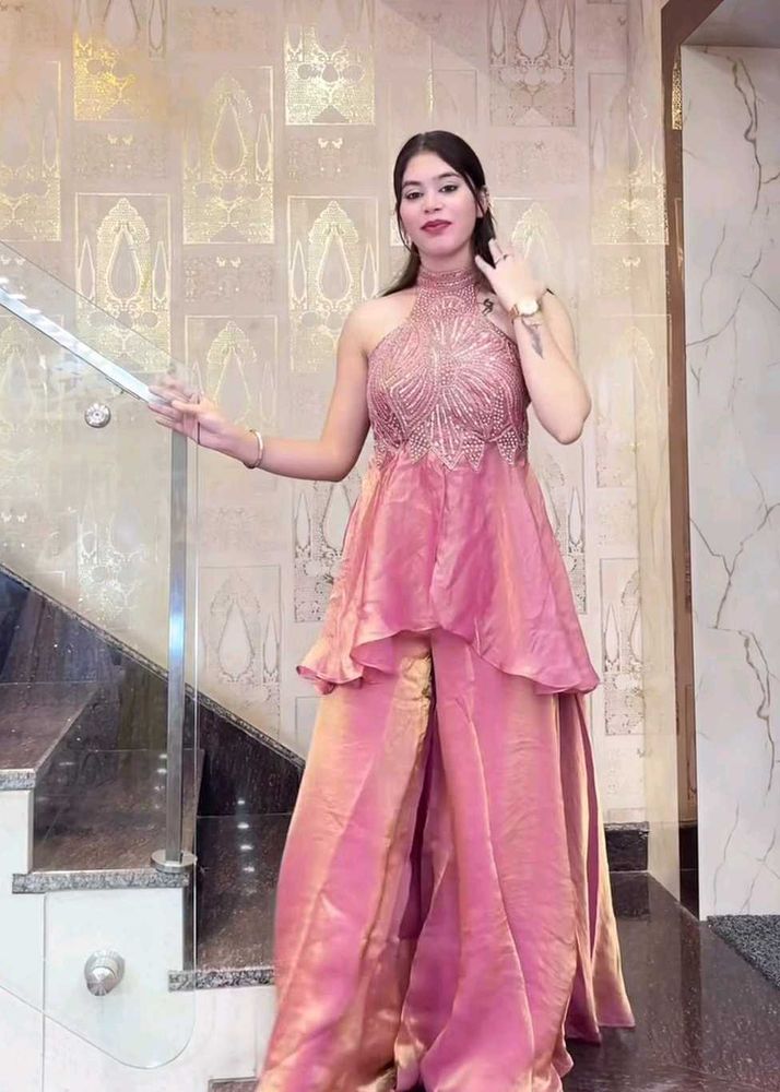 Elegant Pink Kurta Palazzo Set