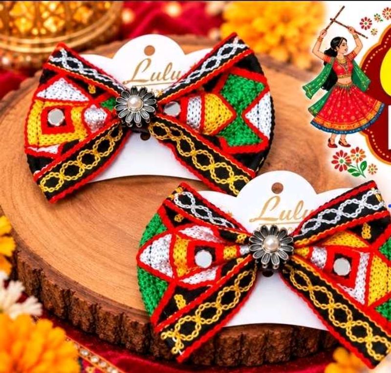 Boho Embroidered Hair Bows