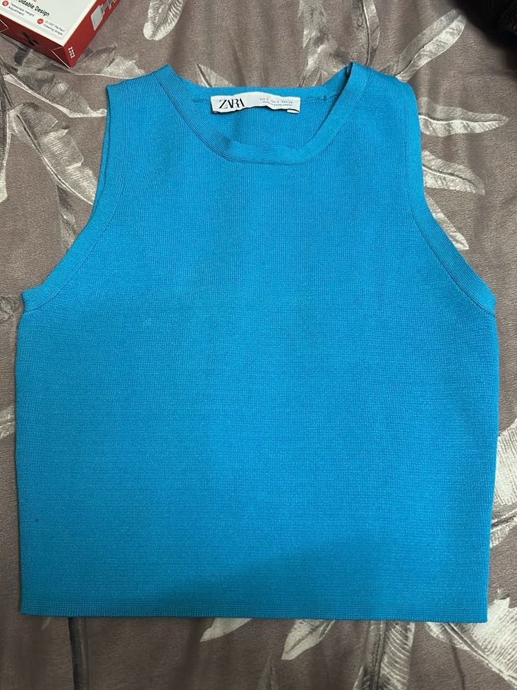 Zara Blue Knit Tank Top