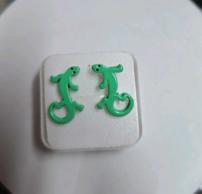 Baddie Green Lizard Earrings