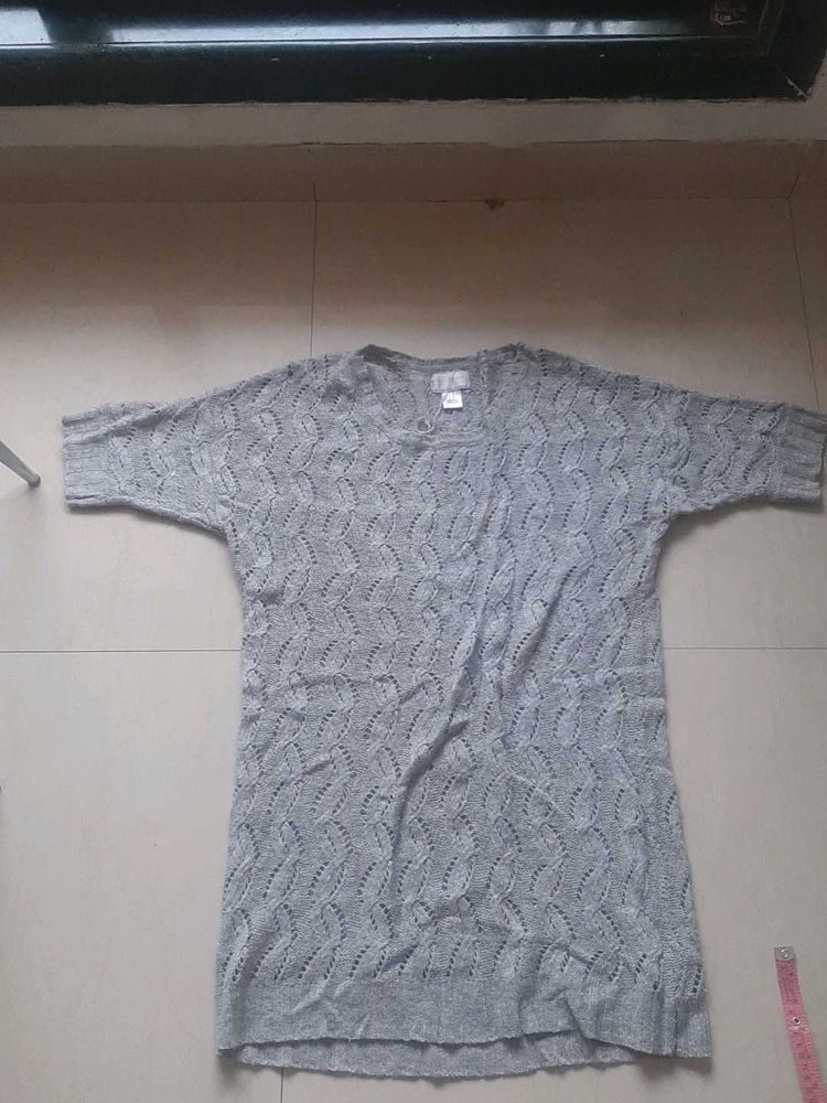 Gray Knit Tunic Top