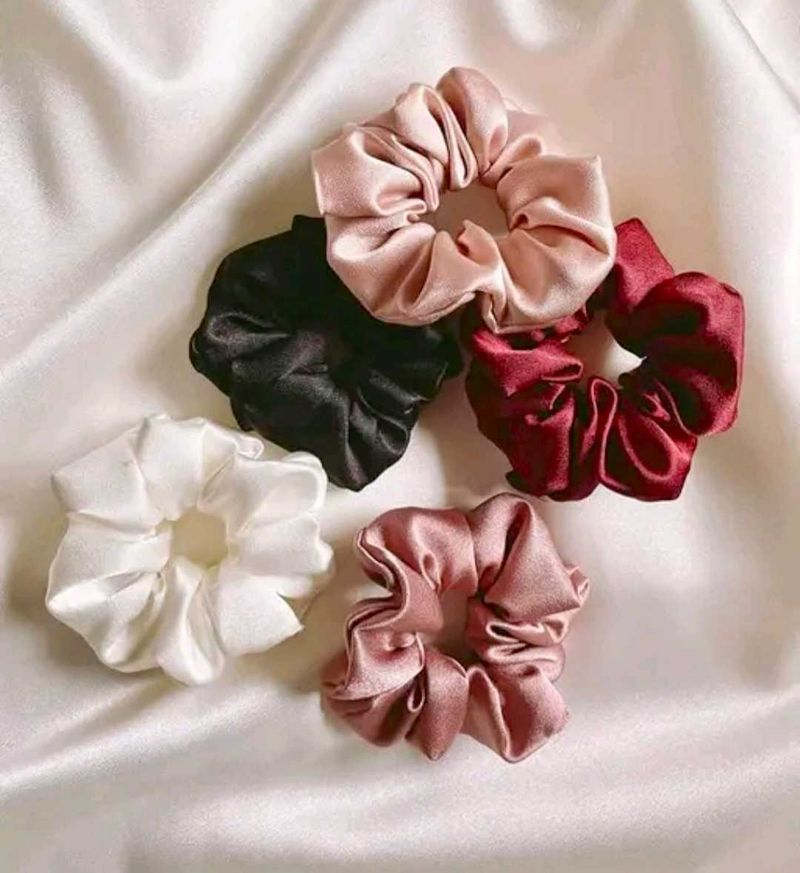 Set of 5 Satin Scrunchies