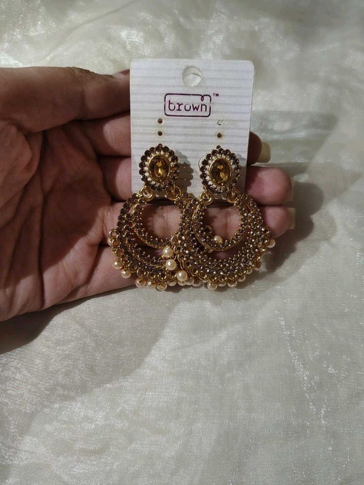 Heavy Pearl Chandbali Earrings