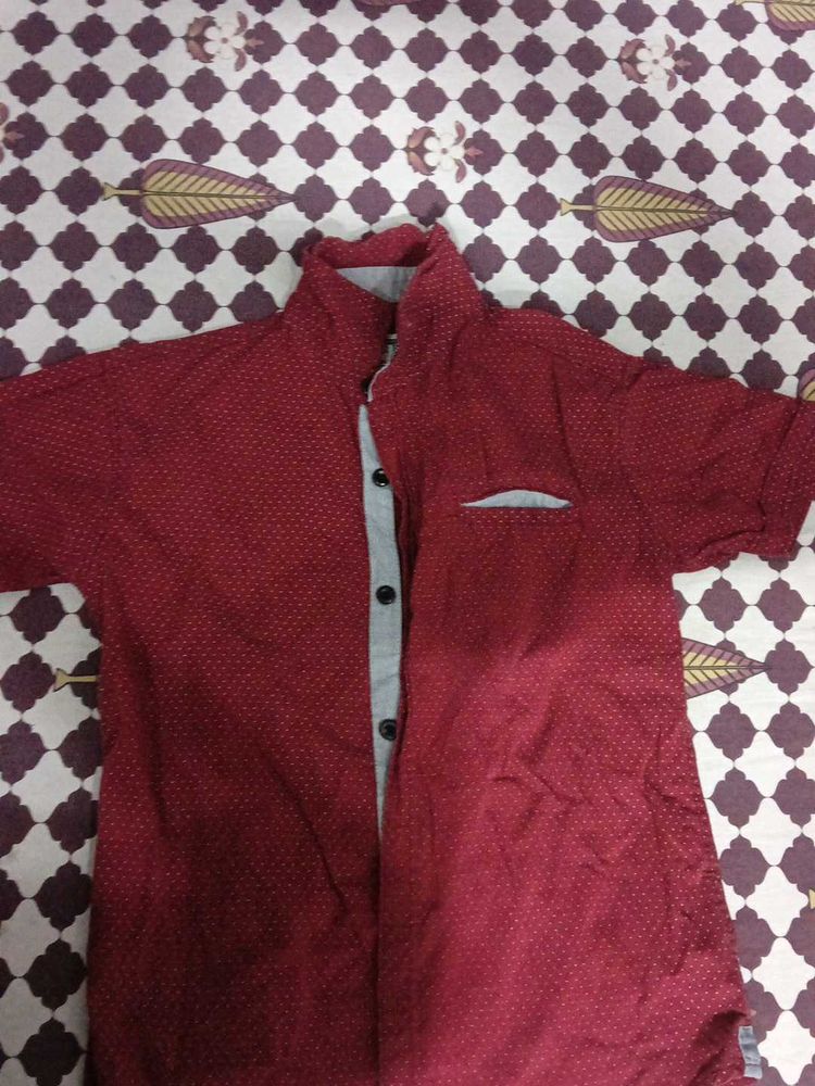 boy's Stylish Maroon Shirt