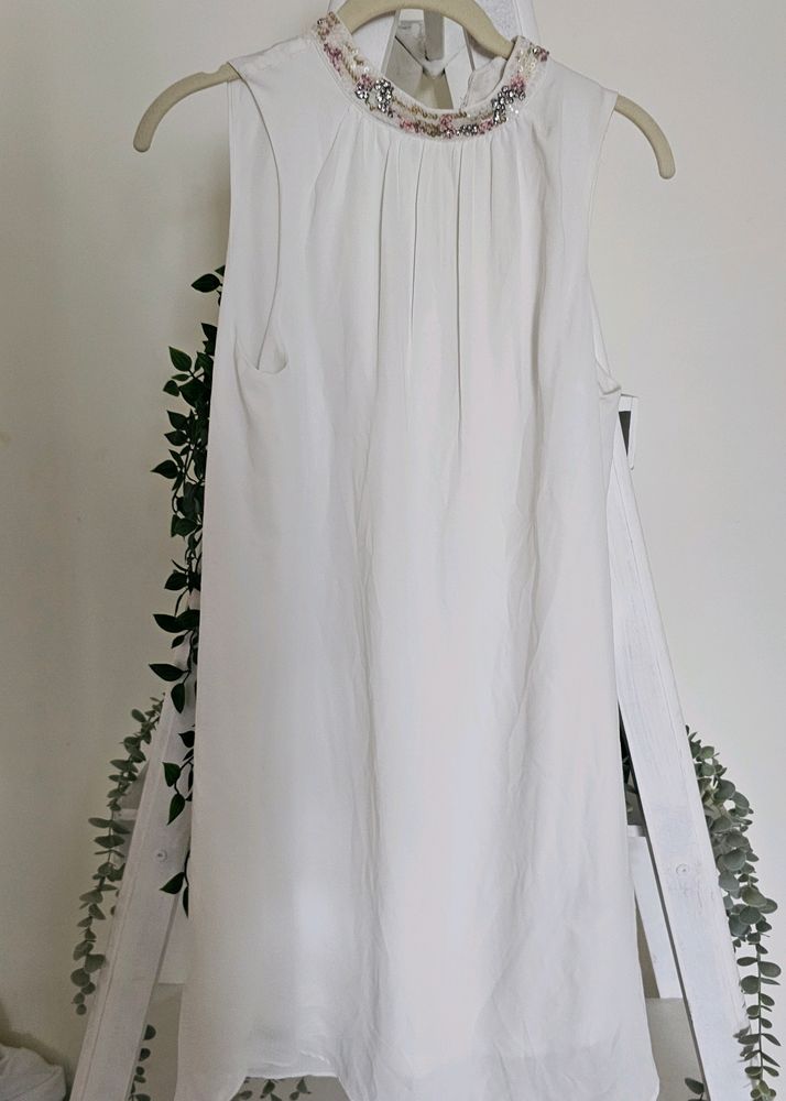 H&amp;M Embellished White Dress