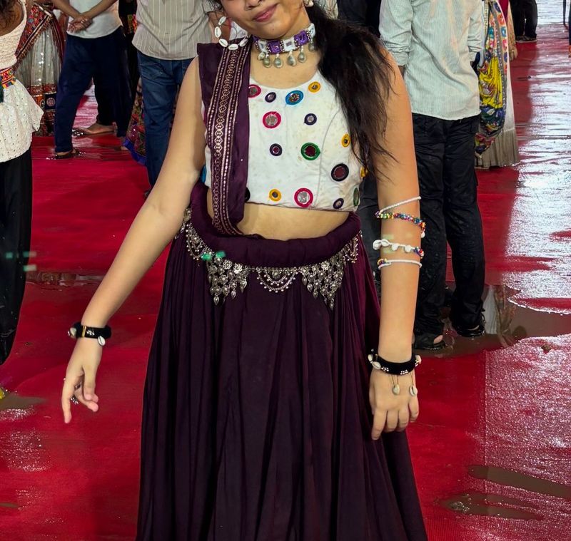 Navratri mirror work backless blouse