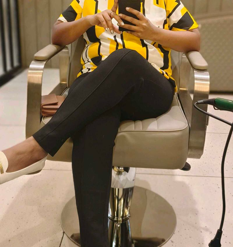 Stylish Yellow &amp; Black Striped Tunic Top