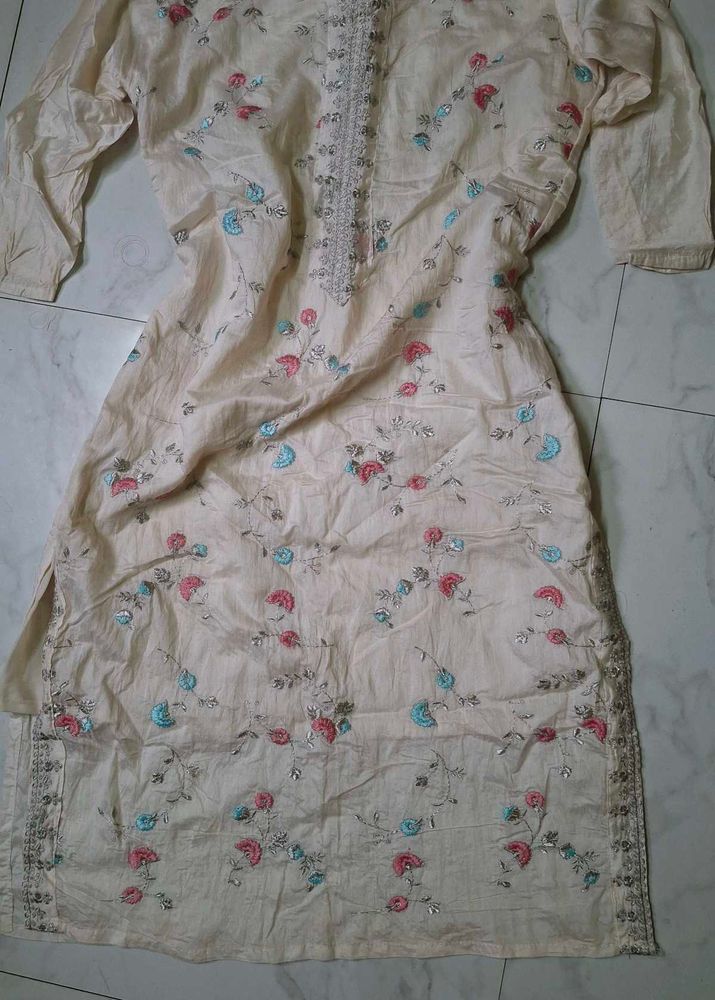 Embroidered Silk Kurta