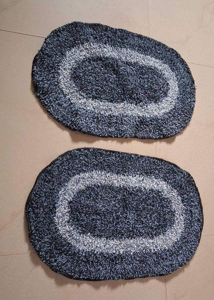 Set of 2 Oval Shaggy Floor Mats