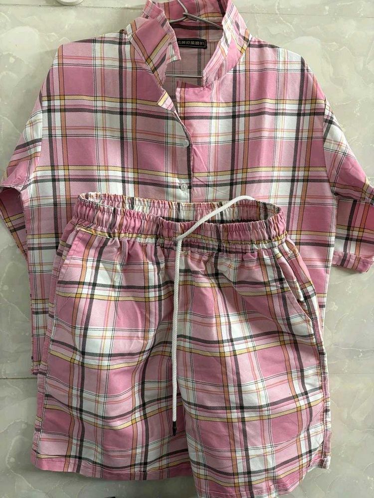 Pink Plaid Two-Piece Set
