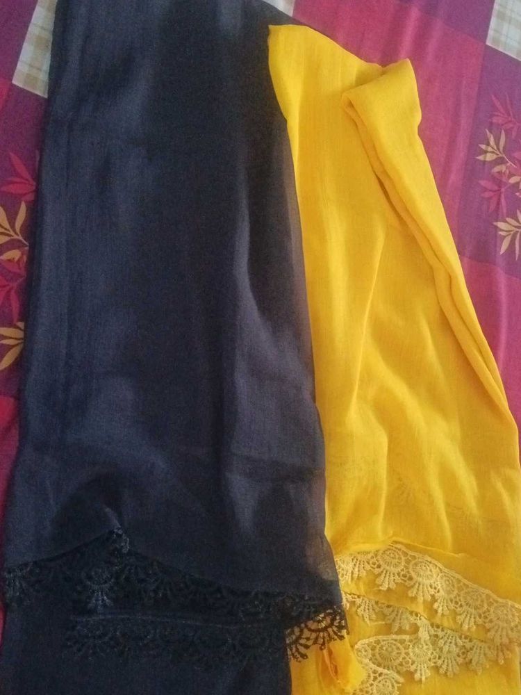 Elegant Duppata combo - black  &amp; Yellow