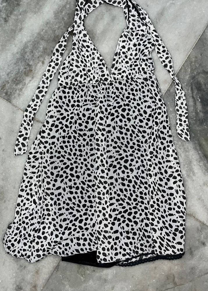 Spotted Halter Mini Dress