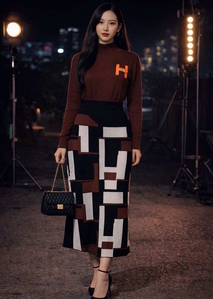 Stylish Geometric Print Midi Dress