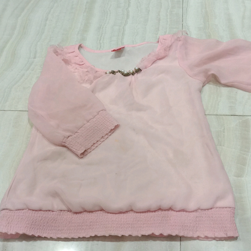 Chic Pink Sheer Sleeve Blouse