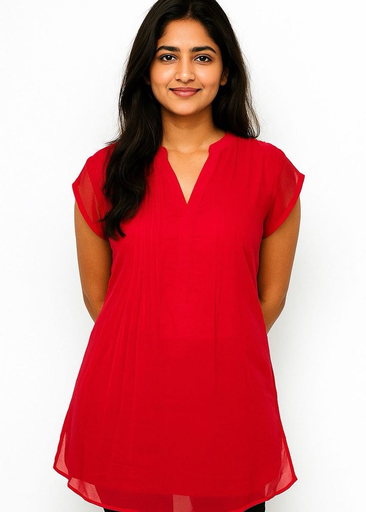 Elegant Red Sheer Top