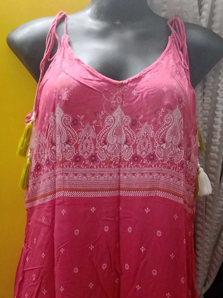Pink Printed Maxi Dress