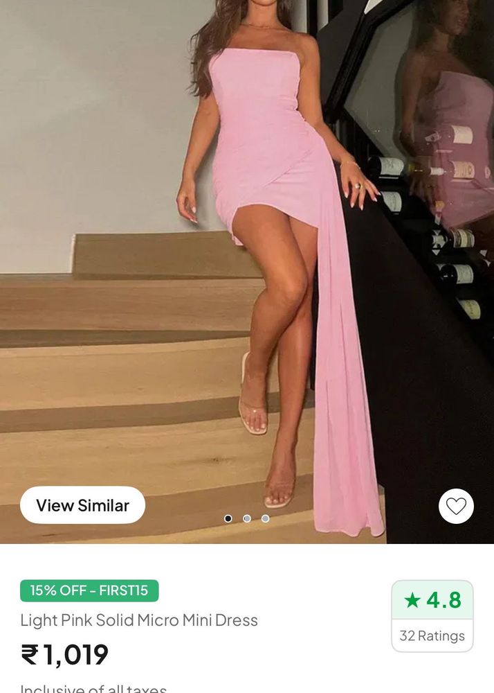 NEWME Light Pink Solid Micro Mini Dress