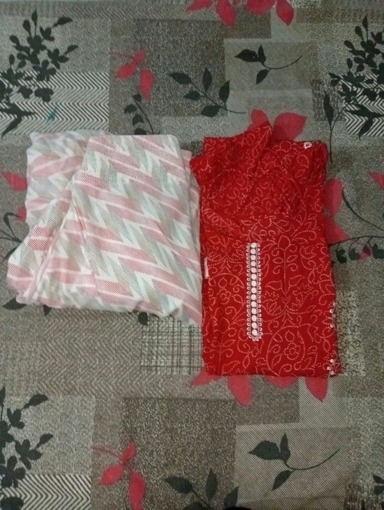 Beautiful Red Suite With White Patiala Salwar