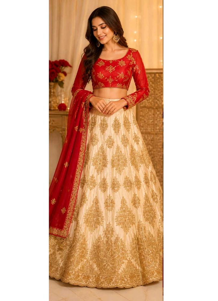 Elegant Gold Embroidered Lehenga Set