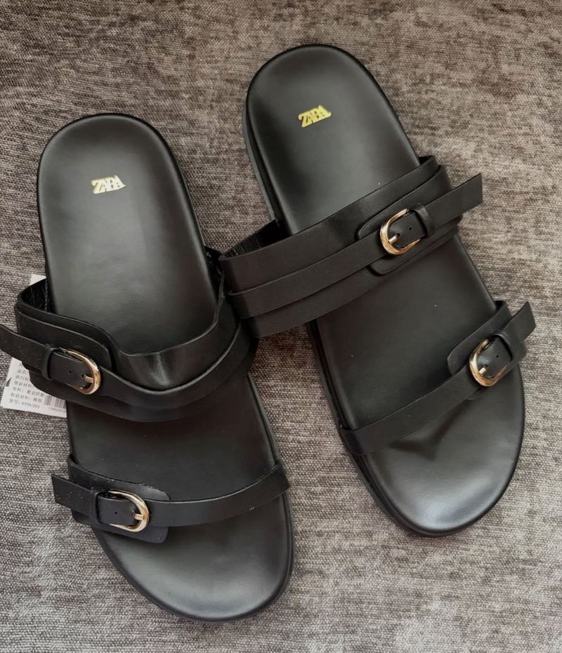 Zara Black Strap Sandals