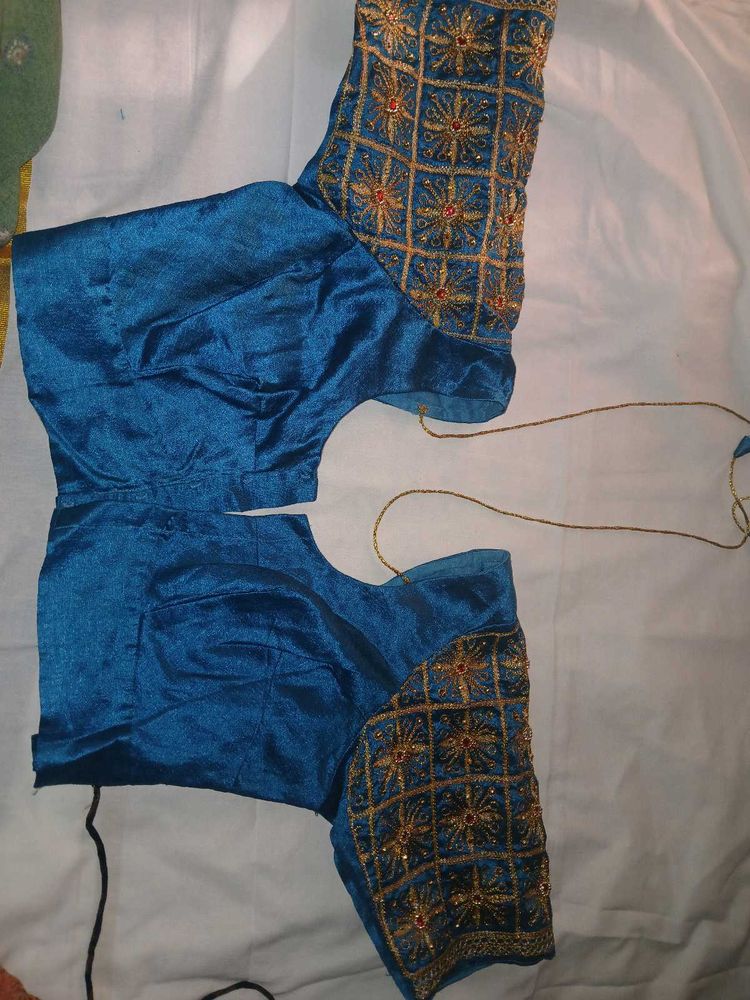 Elegant Blue Embroidered Blouse