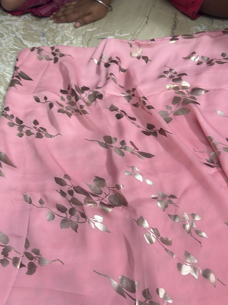 Beautiful Pink Floral Dress Material