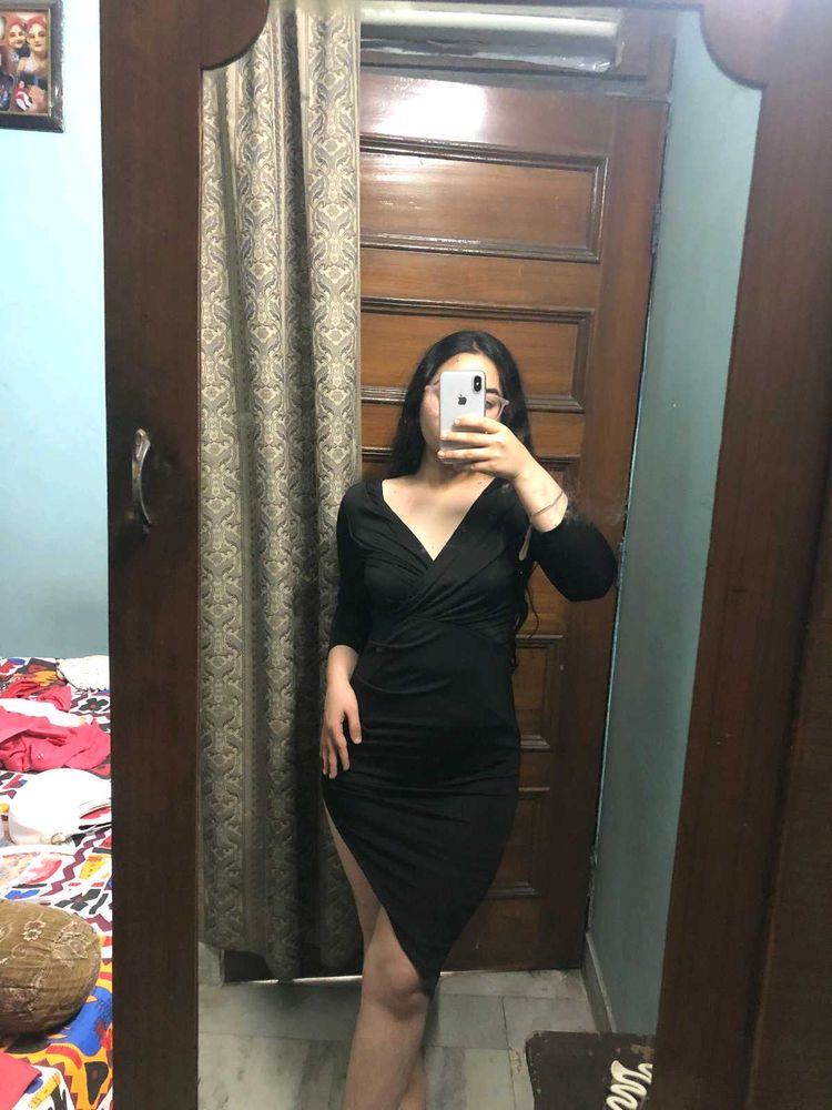 Black Asymmetrical Dress / Date Outfit