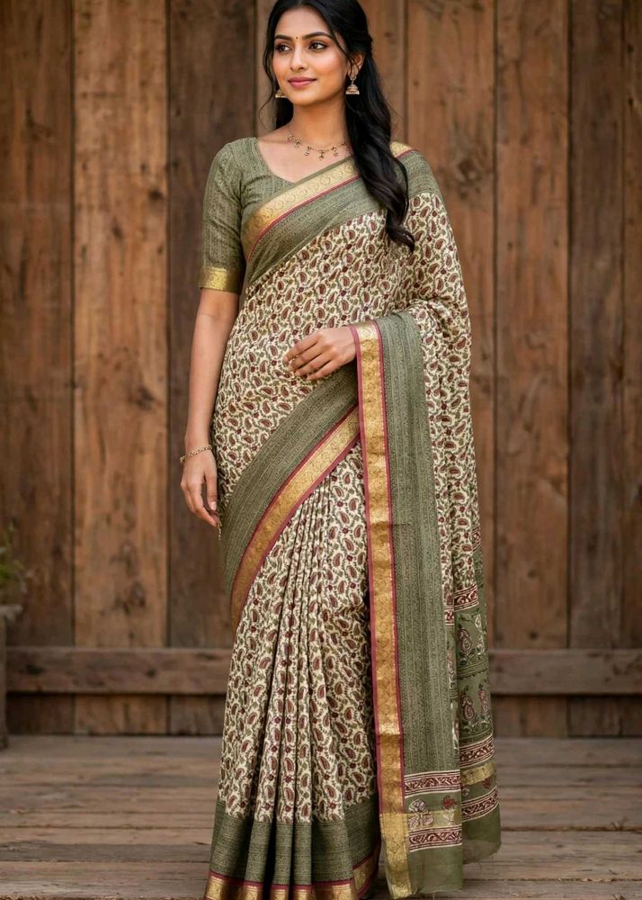 Printed Cotton Saree with blouse
