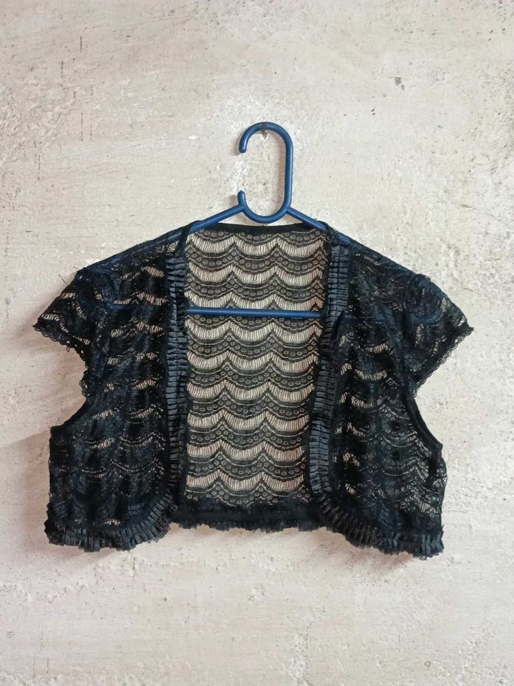 Elegant Black Lace Bolero Shrug Sheer