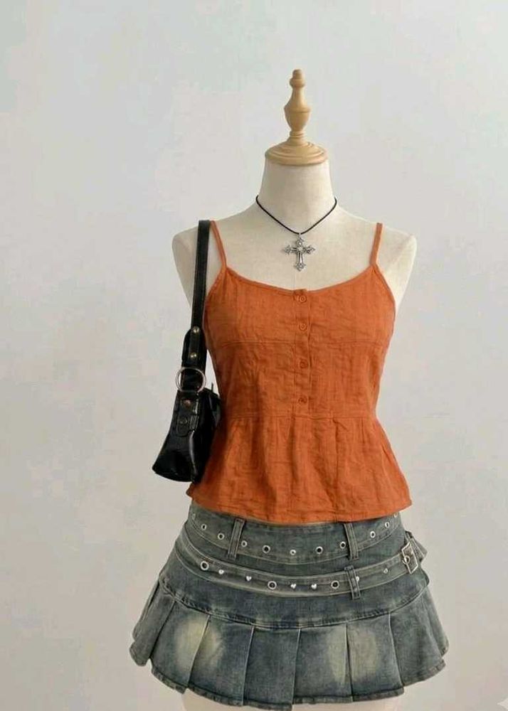🧡🪩 Y2K vintage Orange Button-Up Cami Top 🪩🧡