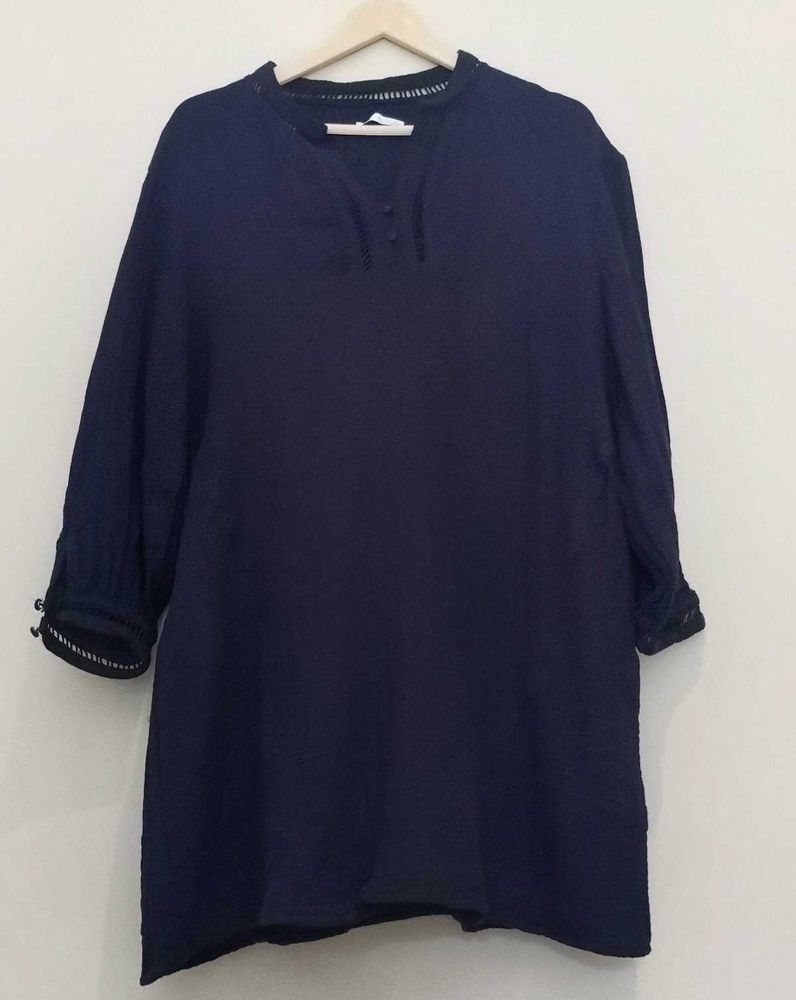 Zara Navy Blue Embroidered tunic