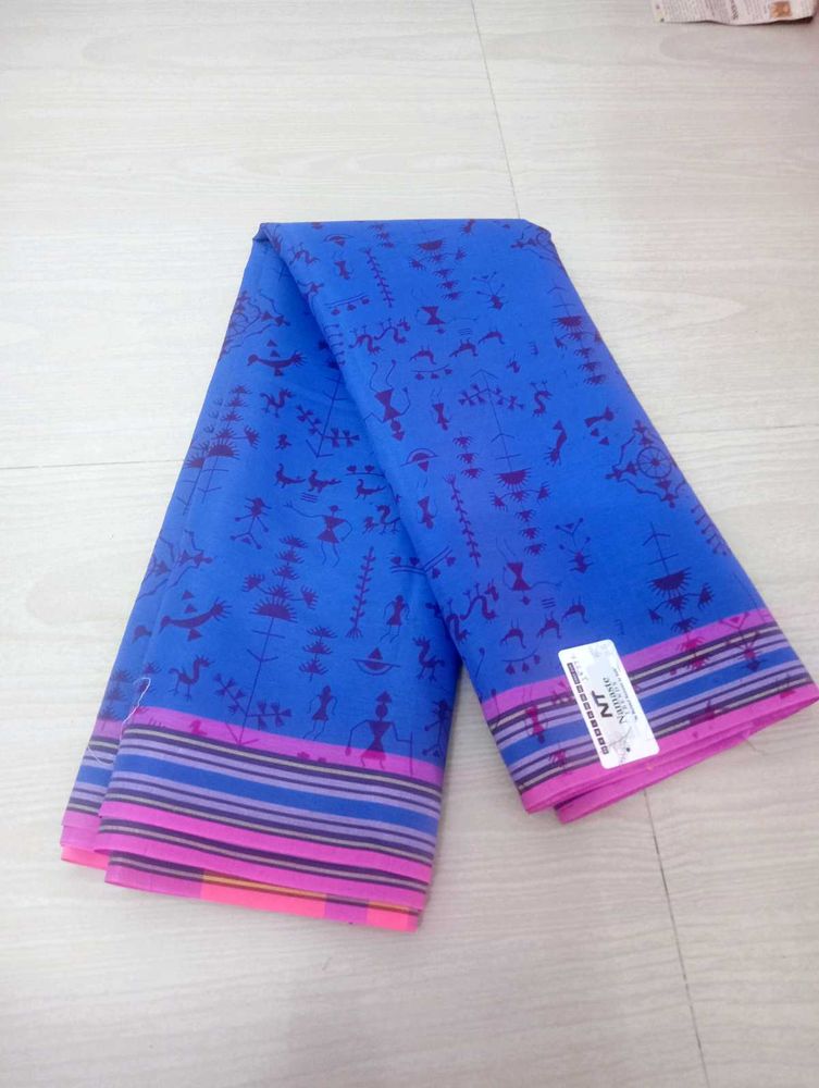 New 💙 Blue Cotton Saree