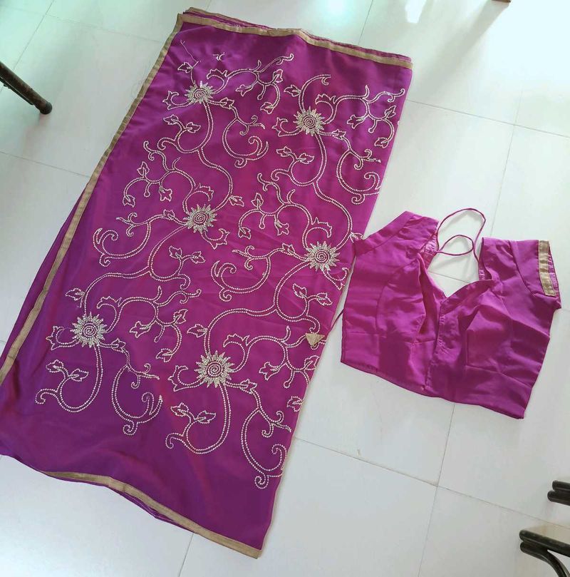 Sequins Work Saree with Blouse