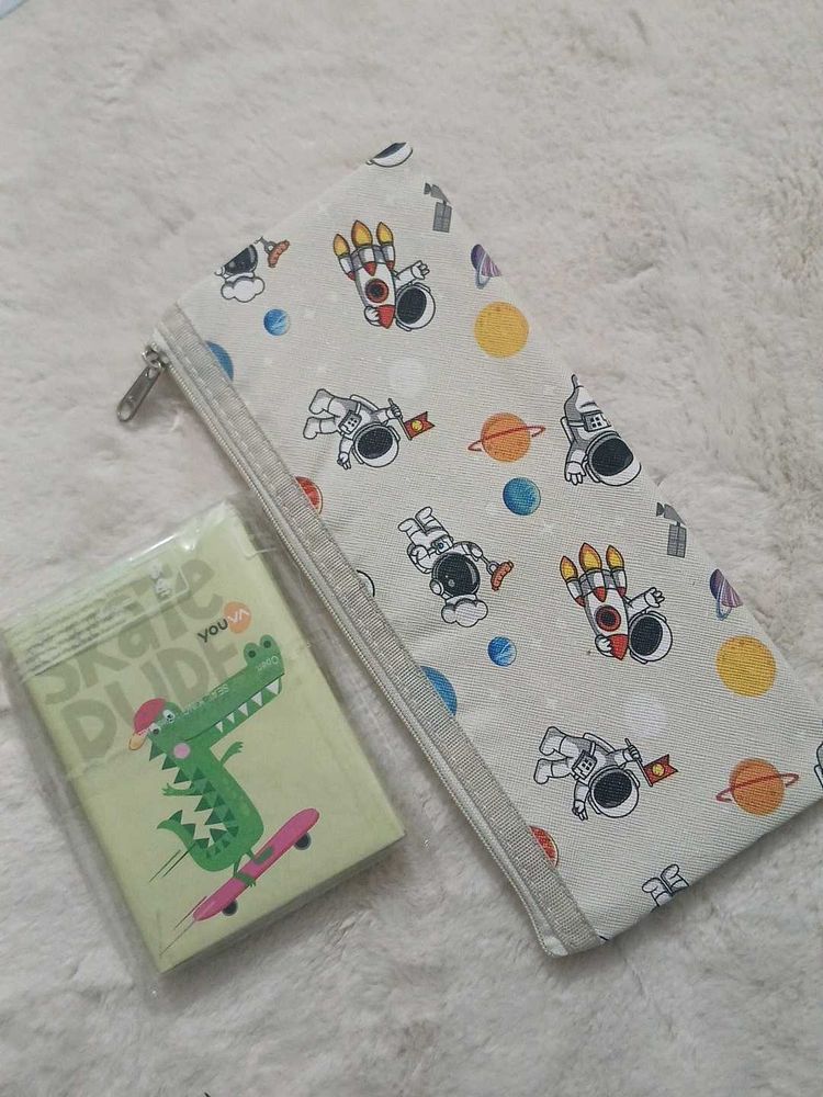 Cute Astronaut &amp; Dinosaur Pencil Case