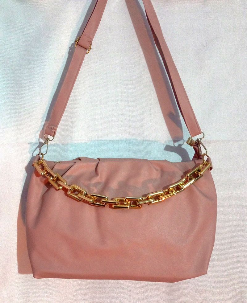 Dusty Rose Chain Shoulder Bag