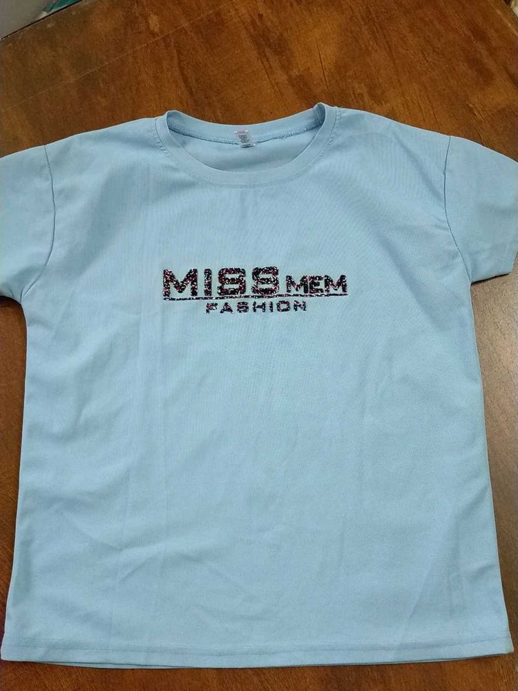 Light Blue "MISS MEM FASHION" T-Shirt
