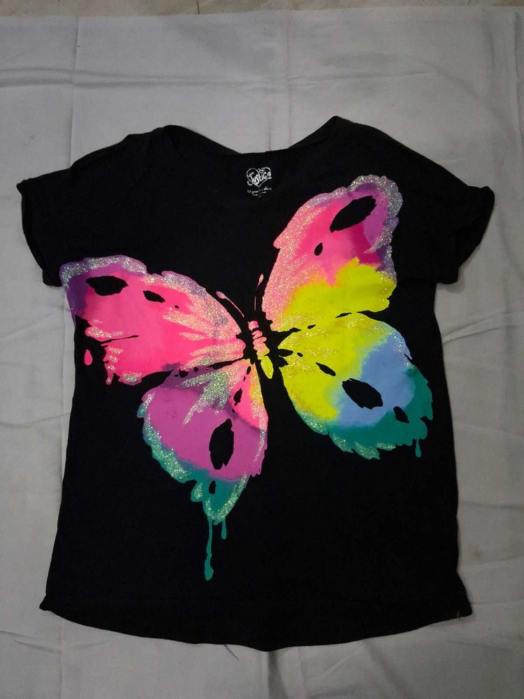 Black Butterfly Glitter T-Shirt