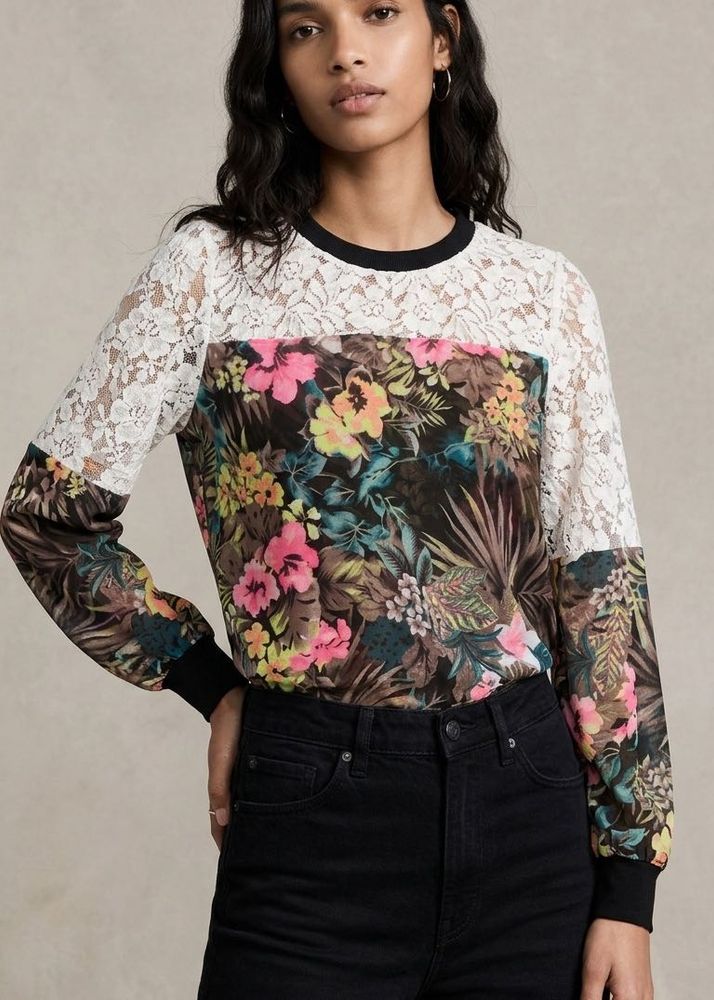 Floral Print Lace Top