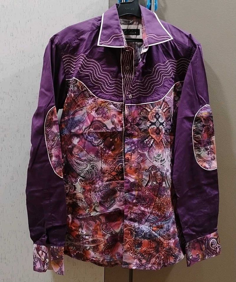 Purple Floral Long Sleeve Shirt