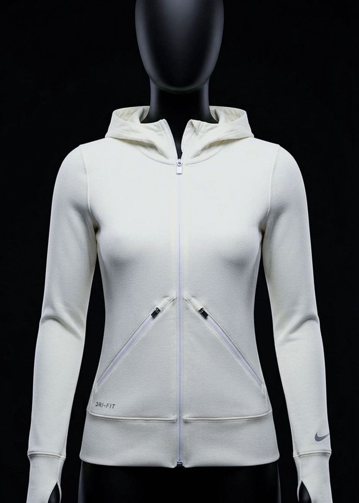 Cream Nike Dri-FIT Zip-Up Hoodie
