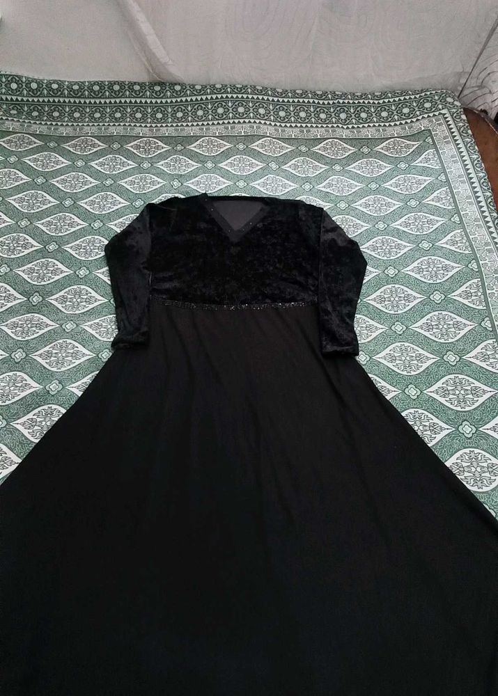 Elegant Black Frock Style Abaya