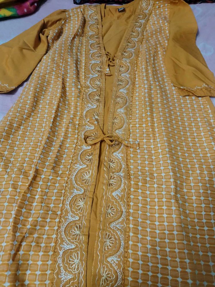Embroidered Yellow Kurta